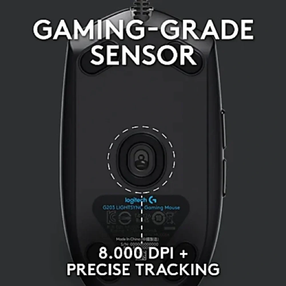 Logitech G203 LIGHTSYNC Optical Gaming Mouse - Black